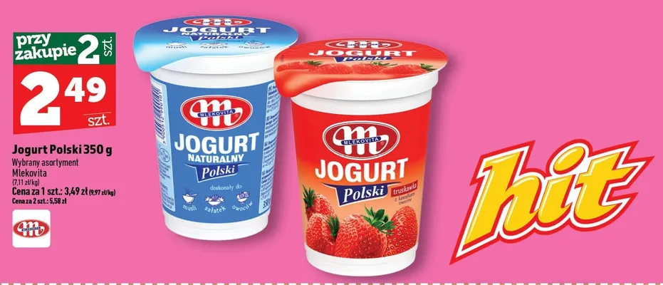 Jogurt Polski truskawkowy Mlekovita promocja w TOPAZ