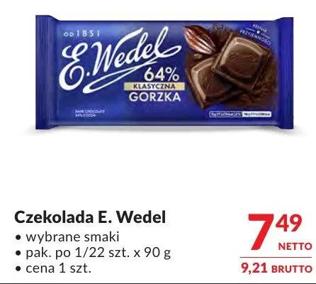Czekolada E. Wedel wybrane smaki promocja w Makro