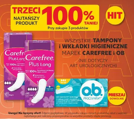 Tampony i wkładki higieniczne Carefree i o.b. promocja w Kaufland