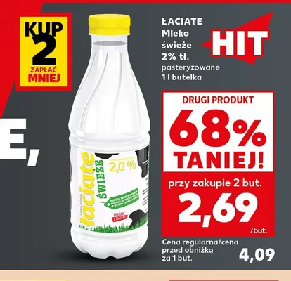 Mleko świeże pasteryzowane Łaciate 2% promocja w Kaufland