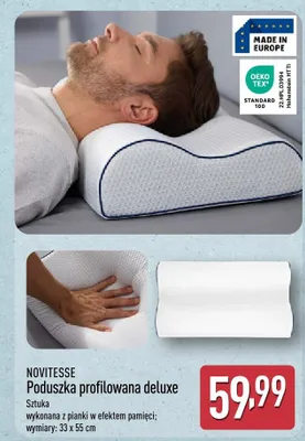 Poduszka profilowana deluxe Novitesse 33x55cm promocja w Aldi