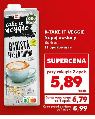 Napój owsiany Barista K-take it veggie promocja w Kaufland
