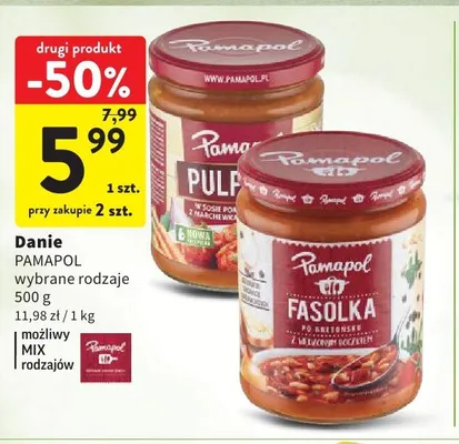 Danie Fasolka po bretońsku z wędzonym boczkiem Pamapol promocja w Intermarche