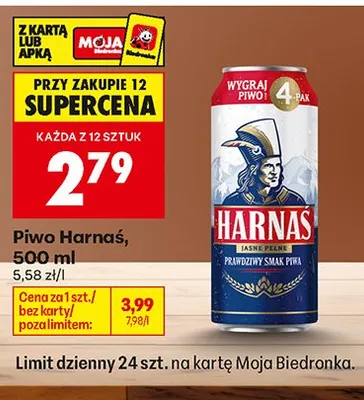 Piwo Harnaś Jasne Pełne promocja w Biedronka