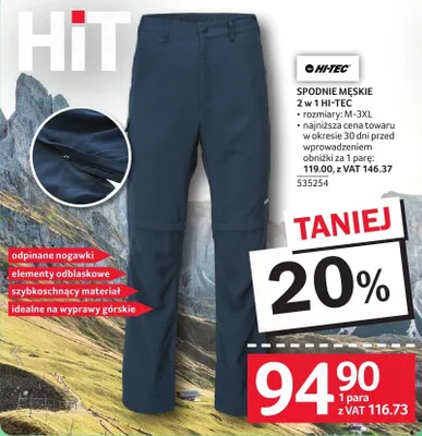Spodnie męskie 2 w 1 Hi-Tec promocja w Selgros
