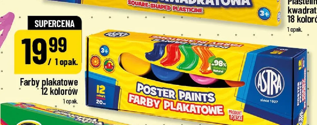 Farby plakatowe 12 kolorów Astra promocja w POLOmarket