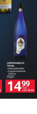 Wino Liebfraumilch białe półsłodkie promocja w Selgros
