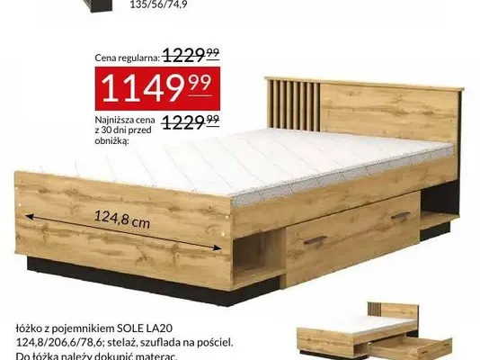 Łóżko z pojemnikiem SOLE LA20 promocja w Abra Meble