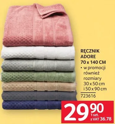 Ręcznik Adore 70x140cm promocja w Selgros