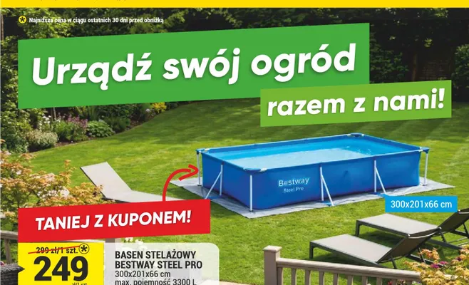Basen stelażowy Bestway Steel Pro 300x201x66cm max. pojemność 3300l promocja w Merkury Market