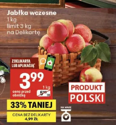 Jabłka wczesne polskie promocja w Delikatesy Centrum