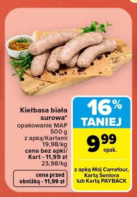Kiełbasa biała surowa promocja w Carrefour Market