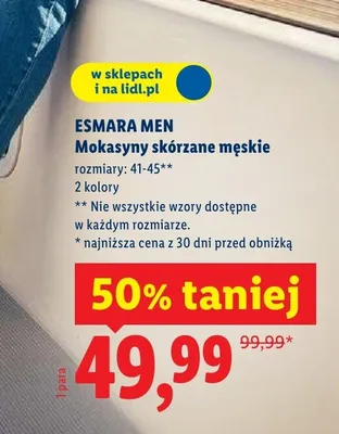Mokasyny skórzane męskie promocja w Lidl