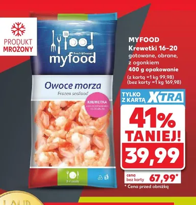 Krewetki 16-20 gotowane obrane z ogonkiem Myfood promocja w Kaufland