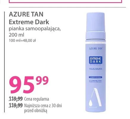 Pianka samoopalająca Azure Tan Extreme Dark promocja w Hebe