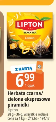 Herbata zielona ekspresowa piramidki Lipton promocja w Leclerc
