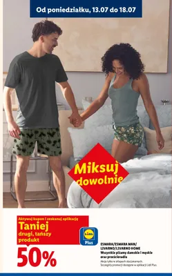 Piżamy damskie i męskie oraz prześcieradła Esmara / Livarno promocja w Lidl