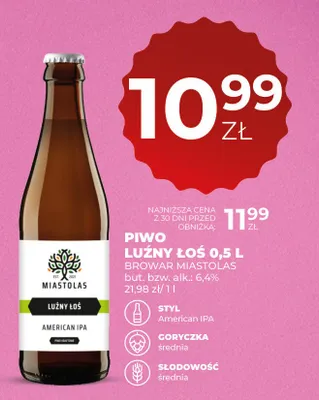 Piwo Luźny Łoś American IPA 6,4% promocja w Duży Ben