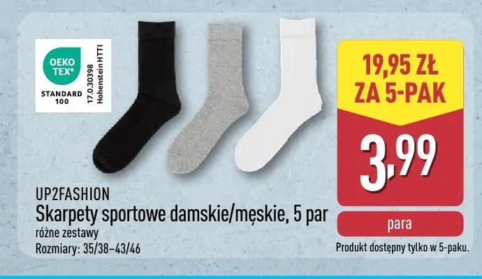 Skarpety sportowe męskie 5-pak UP2FASHION promocja w Aldi