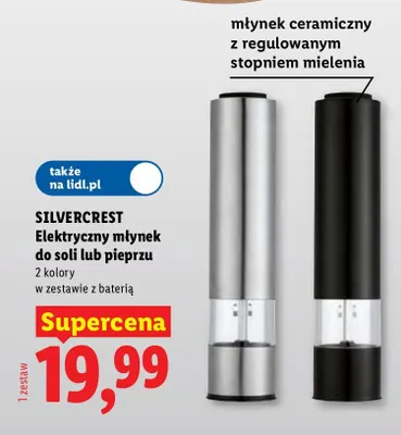 Elektryczny młynek do soli lub pieprzu Silvercrest promocja w Lidl