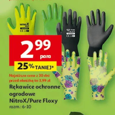 Rękawice ochronne ogrodowe NitroX/Pure Floxxy rozm.: 6-10 promocja w Auchan