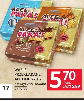 Wafle przekładane Apetilki o smaku kakaowym promocja w Selgros