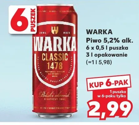 Piwo Warka Classic promocja w Kaufland