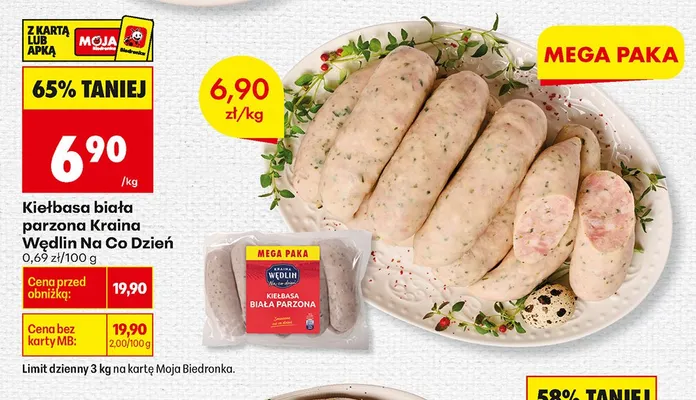 Kiełbasa biała parzona Na Co Dzień promocja w Biedronka
