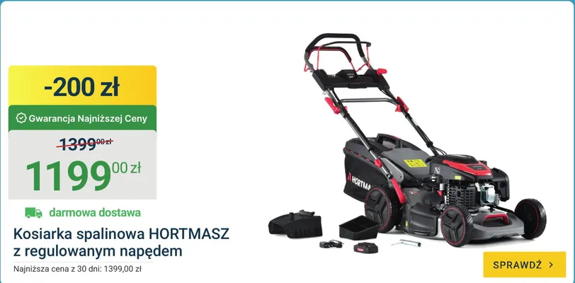 Kosiarka spalinowa Hortmasz z regulowanym napędem promocja w ERLI