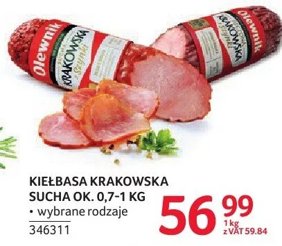 Kiełbasa krakowska sucha ok. 0,7-1 kg wybrane rodzaje promocja w Selgros