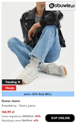 Sneakersy szary jasny Guess Jeans promocja w eobuwie.pl