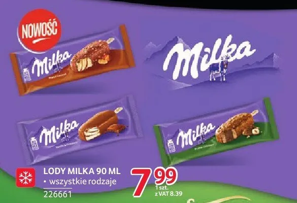 Lody Milka wszystkie rodzaje 226661 promocja w Selgros