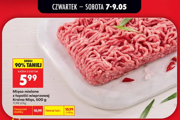 Mięso mielone z łopatki wieprzowej Kraina Mięs promocja w Biedronka
