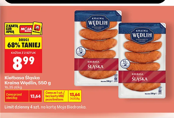 Kiełbasa śląska Kraina Wędlin promocja w Biedronka