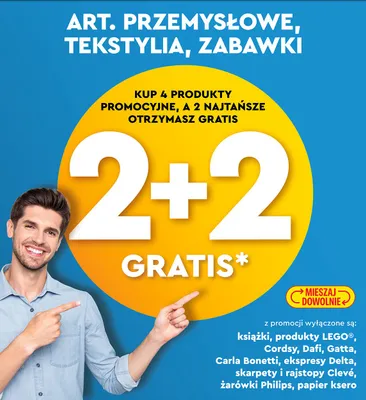 Artykuły przemysłowe, tekstylia i zabawki 2+2 GRATIS promocja w Biedronka