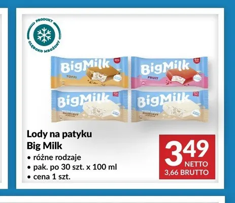 Lody na patyku Big Milk Toffi promocja w Makro