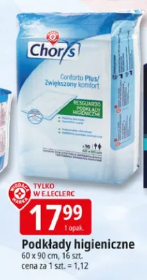 Podkłady higieniczne Chory's Conforto Plus 60x90cm promocja w Leclerc