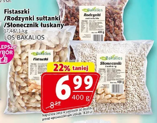 Fistaszki/rodzynki sułtanki/słonecznik łuskany promocja w Prim Market