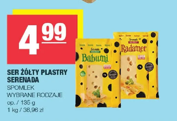 Ser żółty w plastrach Babumi Serenada promocja w SPAR