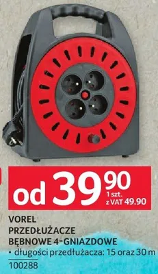 Przedłużacz Vorel bębnowy+gniazda 4 promocja w Selgros