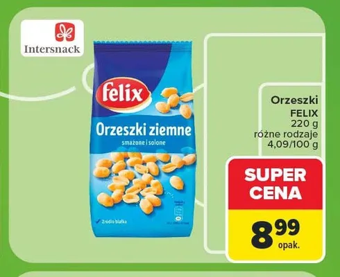 Orzeszki ziemne Felix smażone i solone promocja w Carrefour