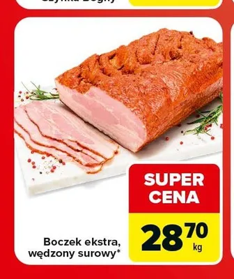 Boczek ekstra wędzony surowy promocja w Carrefour Market