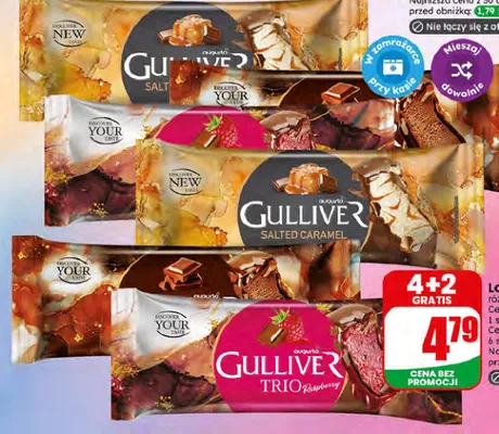 Lody na patyku Gulliver Trio Raspberry promocja w Dino