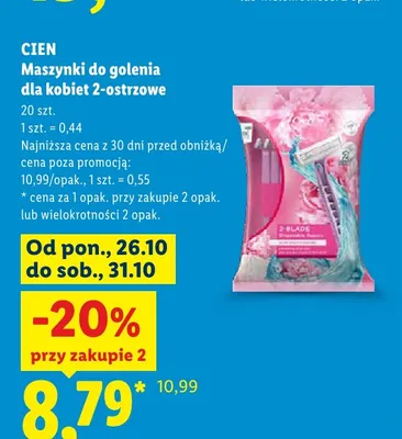 Maszynki do golenia dla kobiet 2-ostrzowe Cien 20-pak promocja w Lidl