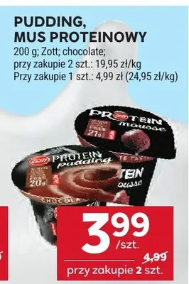 Pudding proteinowy Zott chocolate promocja w Stokrotka