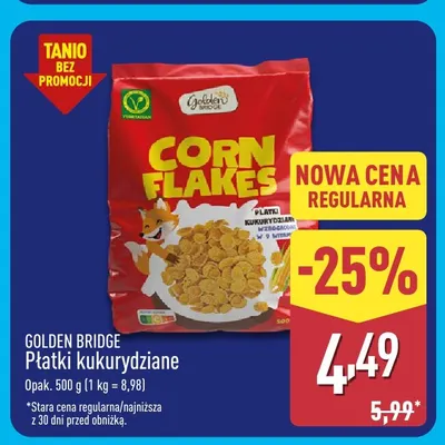 Płatki kukurydziane Golden Bridge promocja w Aldi