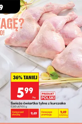 Świeża ćwiartka tylna z kurczaka promocja w Biedronka