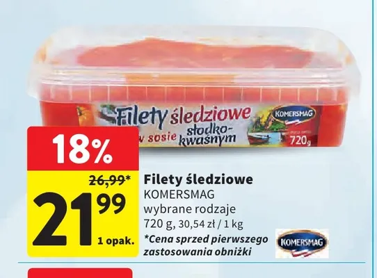 Filety śledziowe Komersmag promocja w Intermarche