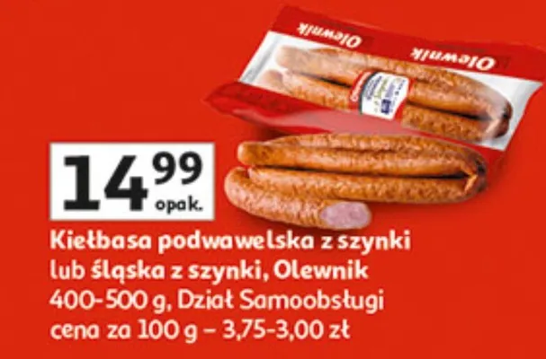 Kiełbasa podwawelska z szynki lub kiełbasa z szynki, Dział Samoobsługi promocja w Auchan