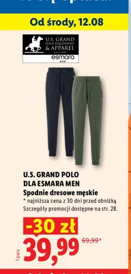 Spodnie dresowe męskie U.S. Grand Polo dla esmara MEN promocja w Lidl